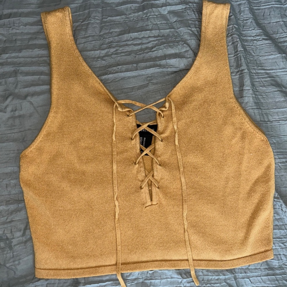 Forever 21 Women's Cropped Lace-Up Sweater Tank Top